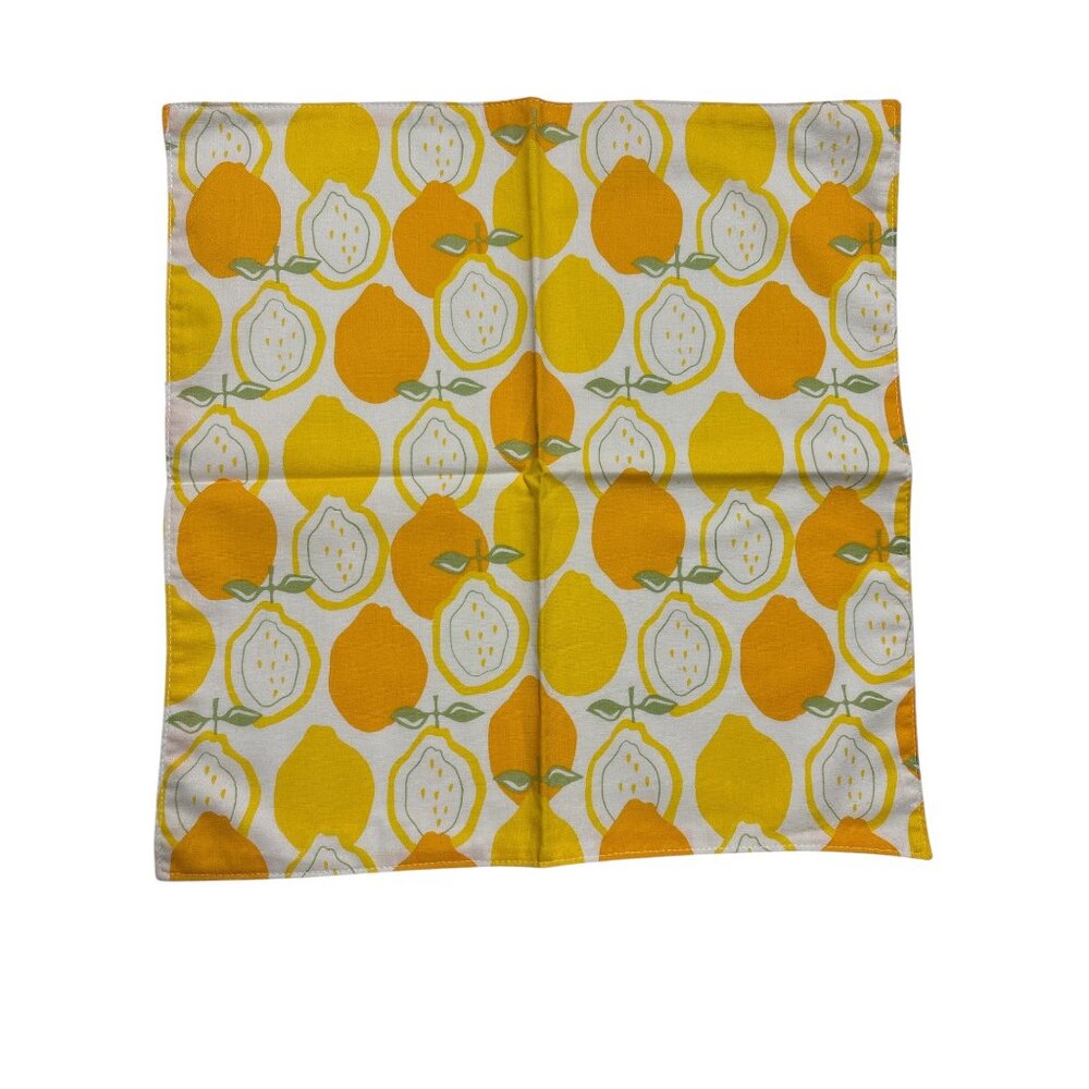 Set Of 7 Alexander Henry Juicy Lemon Napkins 13"x13" Cotton Square - Picture 10 of 10